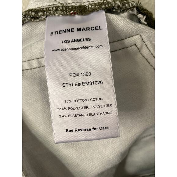 Etienne Marcel Denim Skinny Camo Capri Jeans 26 Green Slim Cropped Pant Indie - Picture 8 of 11